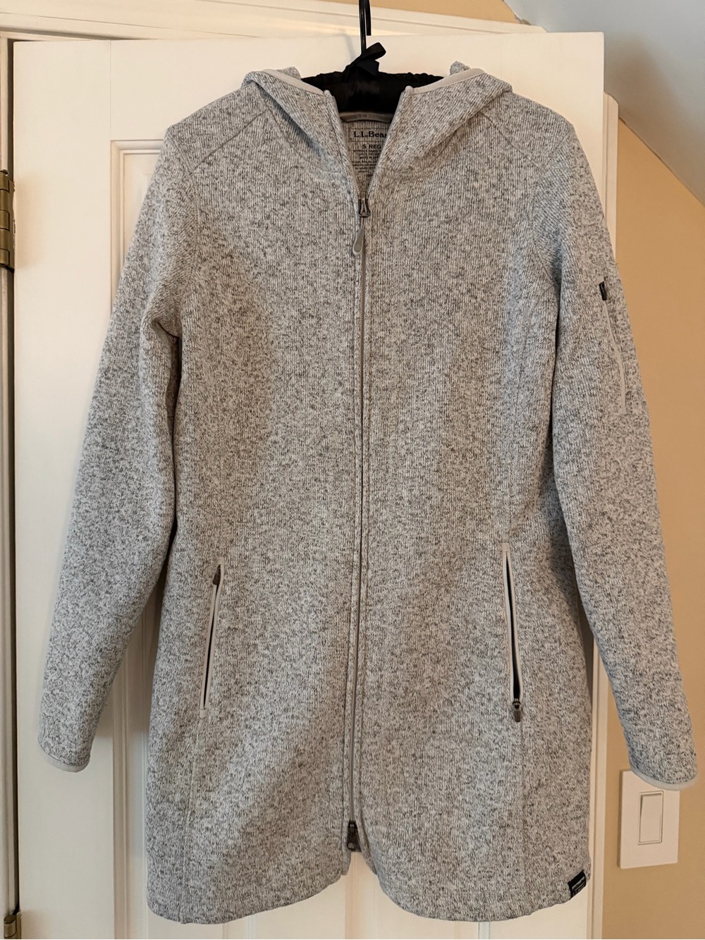 L.L. Bean Light Gray Hooded Zip-Front Jacket